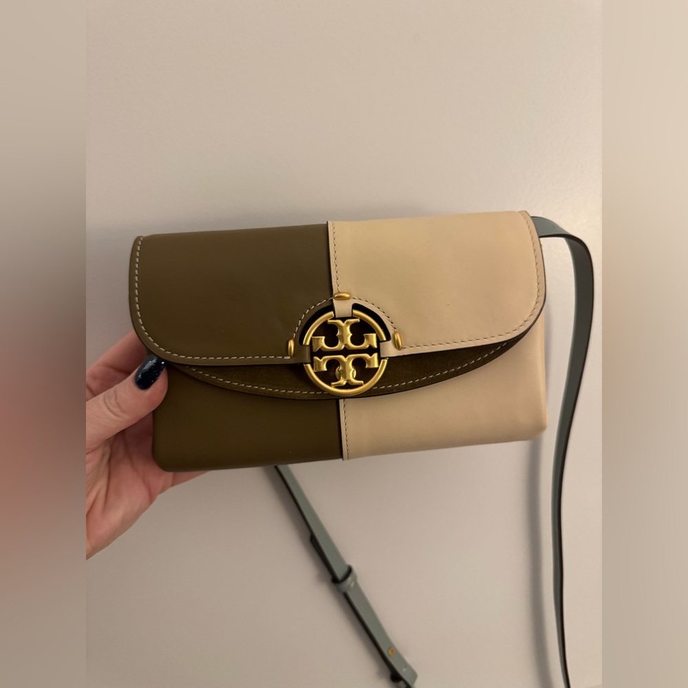 Tory Burch Brown and Tan Clutch